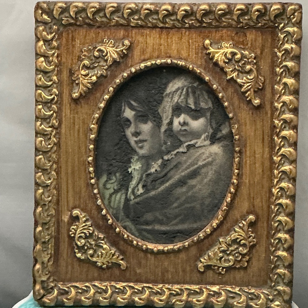 Vintage Mother & Child Etching in Ornate Gilt Frame | Framed Art 8 x 6.